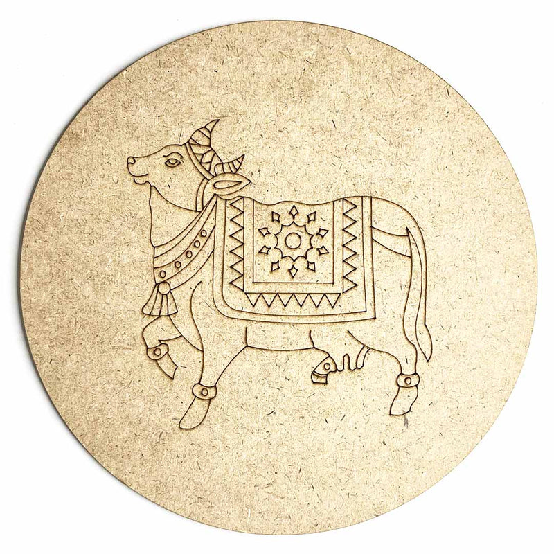 Pichwai Cow Design Engraved Wall Plate Base With Frame Set Of 6 | Pichwai Cow Design Engraved Wall Plate | Pichwai Cow | Engraved Wall Plates | Adiklala Craft Store | Art Craft | Art | Design | Engraved | Collection | Project