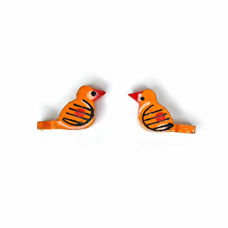 Orange Bird Wooden Miniature