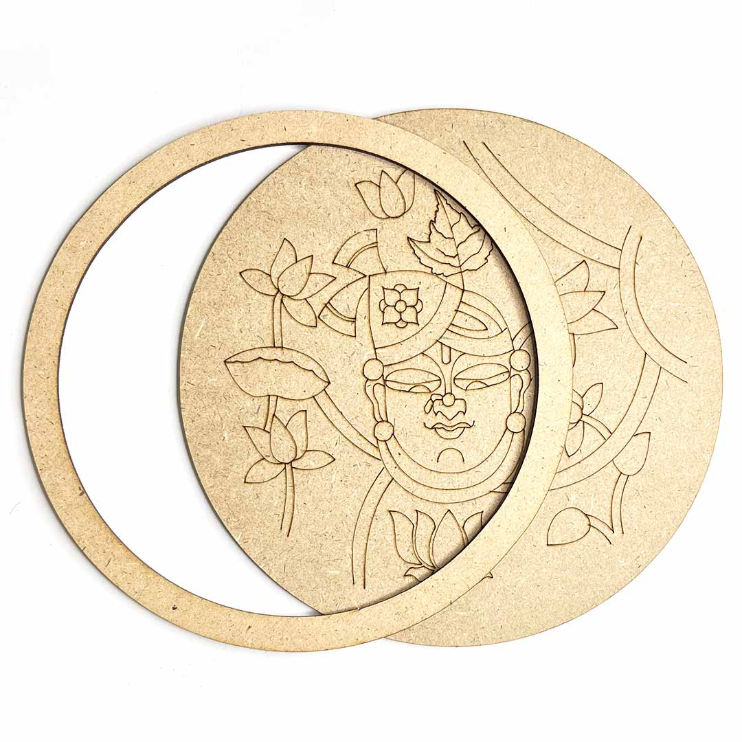 Shreenath ji Face & Alekhan Engraved Design Wall Plate Base With Frame Set Of 6 | Shreenath ji | Alekhan | Engraved design Wall Plate | Frame | Plate Frame | Shreenath ji Face | Adikala Craft Store | Art Craft | Craft | Collection | Project | Decoration | Home Decoration