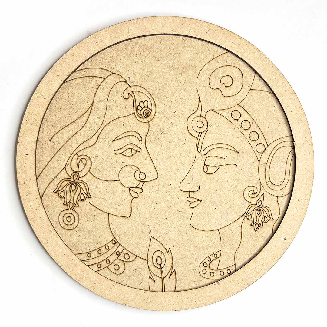 Radha Krishana Engraved Design Wall Plate Base With Frame Set Of 6 | Radha Krishna Engraved | Radha Krishna | Wall Plate | Frame | Engraved Design | Adiklala Craft Store | Art Craft | Art | Design | Engraved | Collection | Project