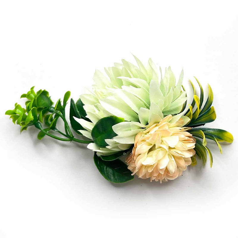 Light Green & Cream Color Artificial Flower Bunch Set of 2 | Light Green Color Flower | Artificial Flower | Adikala Craft Store | Craft Store | Art Craft | Decoration | Festivals | Adikala | Shadi | Wedding | wooden Color Flower | Rose Flower