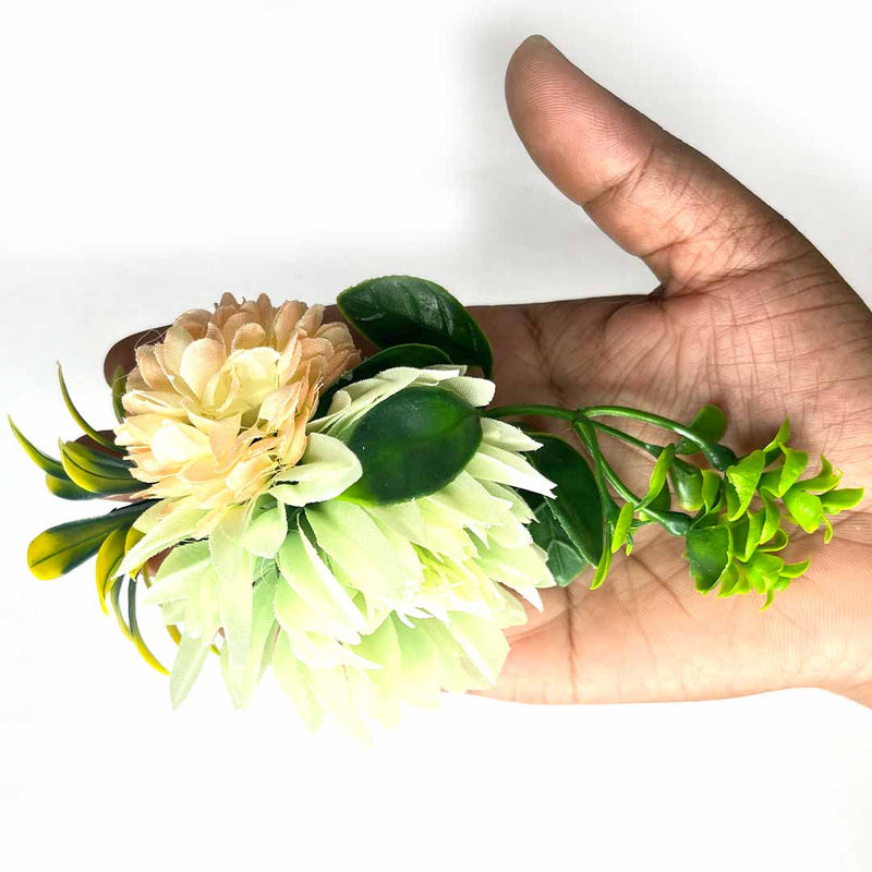 Light Green & Cream Color Artificial Flower Bunch Set of 2 | Light Green Color Flower | Artificial Flower |  Adikala Craft Store | Craft Store | Art Craft | Decoration | Festivals | Adikala | Shadi  | Wedding | wooden Color Flower | Rose Flower