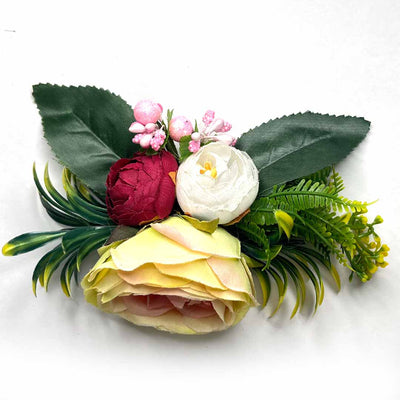 Light Yellow Rose & Peony Artificial Flower Bunch Set of 2 | Light Yellow Rose Flower | Peony Artificial Flower | Flower Bunch Set of 2 | Adikala Craft Store | Craft Store | Art Craft | Decoration | Festivals | Adikala | Shadi | Wedding | wooden Color Flower | Rose Flower