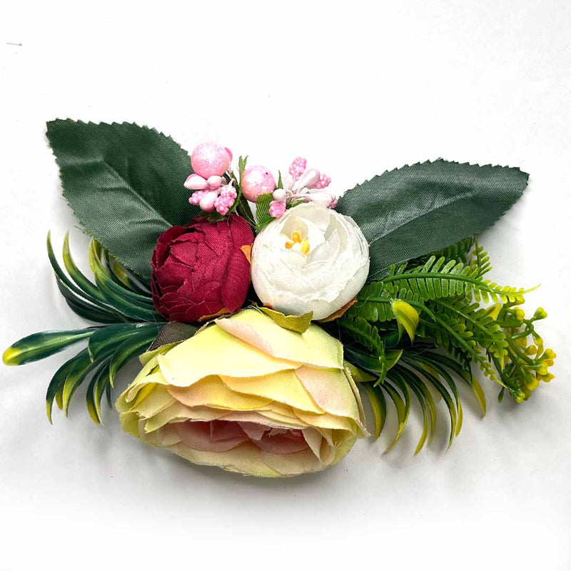 Light Yellow Rose & Peony Artificial Flower Bunch Set of 2 | Light Yellow Rose Flower | Peony Artificial Flower | Flower Bunch Set of 2 | Adikala Craft Store | Craft Store | Art Craft | Decoration | Festivals | Adikala | Shadi | Wedding | wooden Color Flower | Rose Flower
