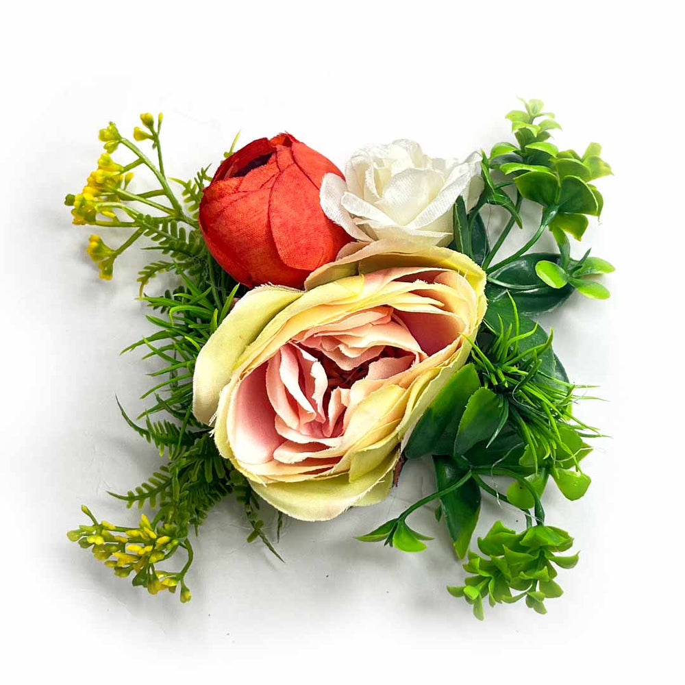 Light Yellow Rose Rust & Cream Peony Artificial Flower Bunch Set of 2 | Light Yellow Color Flower | Yellow Rose Rust Flower | Cream Peony Artificial Flower | Flower Bunch Set of 2 | Adikala Craft Store | Craft Store | Art Craft | Decoration | Festivals | Adikala | Shadi | Wedding | wooden Color Flower | Rose Flower