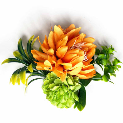 Orange & Green Color Artificial Flower Bunch Set of 2 | Green Color Artificial Flower | Flower Bunch Set of 2 | Orange Artificial Flower | Adikala Craft Store | Craft Store | Art Craft | Decoration | Festivals | Adikala | Shadi | Wedding | wooden Color Flower | Rose Flower