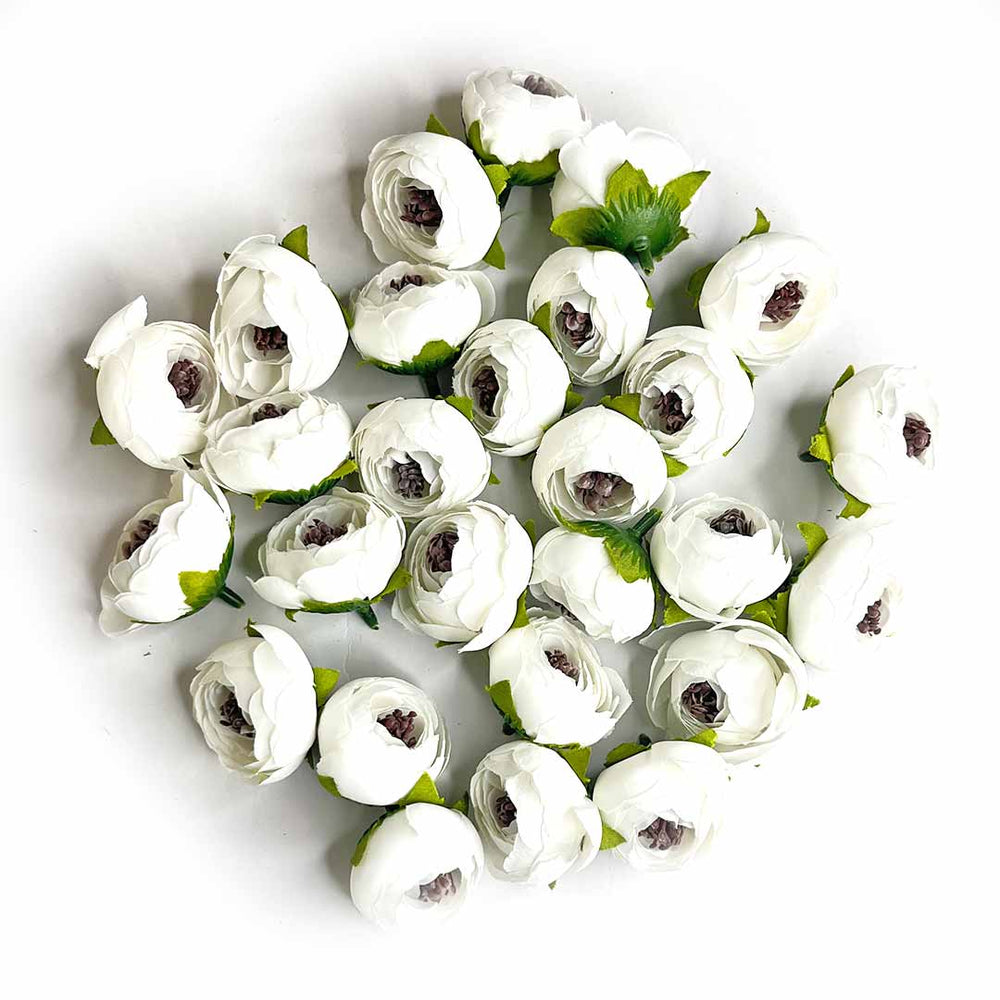 White Peony Buds Pack of 25 (1.5" Inches) | White Peony | Buds Pack | Adikala Craft Store | Craft Store | Art Craft | Decoration | Festivals | Adikala | Shadi Decoration | Wedding Decoration | wooden Color Flower | Artificial Flower