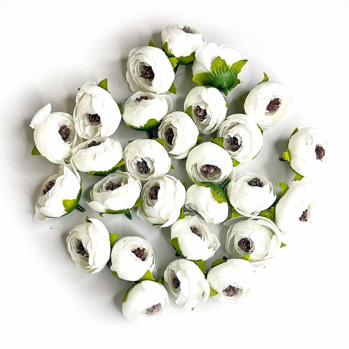 White Peony Buds Pack of 25 (1.5" Inches) | White Peony | Buds Pack | Adikala Craft Store | Craft Store | Art Craft | Decoration | Festivals | Adikala | Shadi Decoration | Wedding Decoration | wooden Color Flower | Artificial Flower