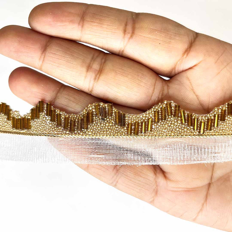 Bronze Color Pipe (Nalki) Lace - 9mtr | Bronze Color Pipe (Nalki) Lace | Zari | Resham | Silk Thread | Adikala Craft Store | Art Craft | Decoration | Laces Collection | Border Collection | Craft Making