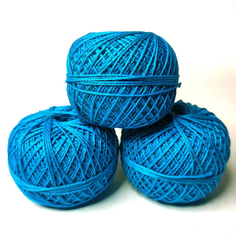 Blue Color 3 Ply Crochet Thread Cotton Yarn for Knitting & Craft Making
