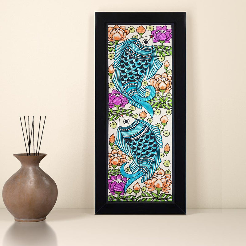 Traditional Style Fish Madhubani Painting  | Adikala Craft Store | Craft | Art Craft | Painting | Tree of Life | Decoration  | Wall Painting | Wall Art | Wall Design | Design   | Traditional Style Fish 