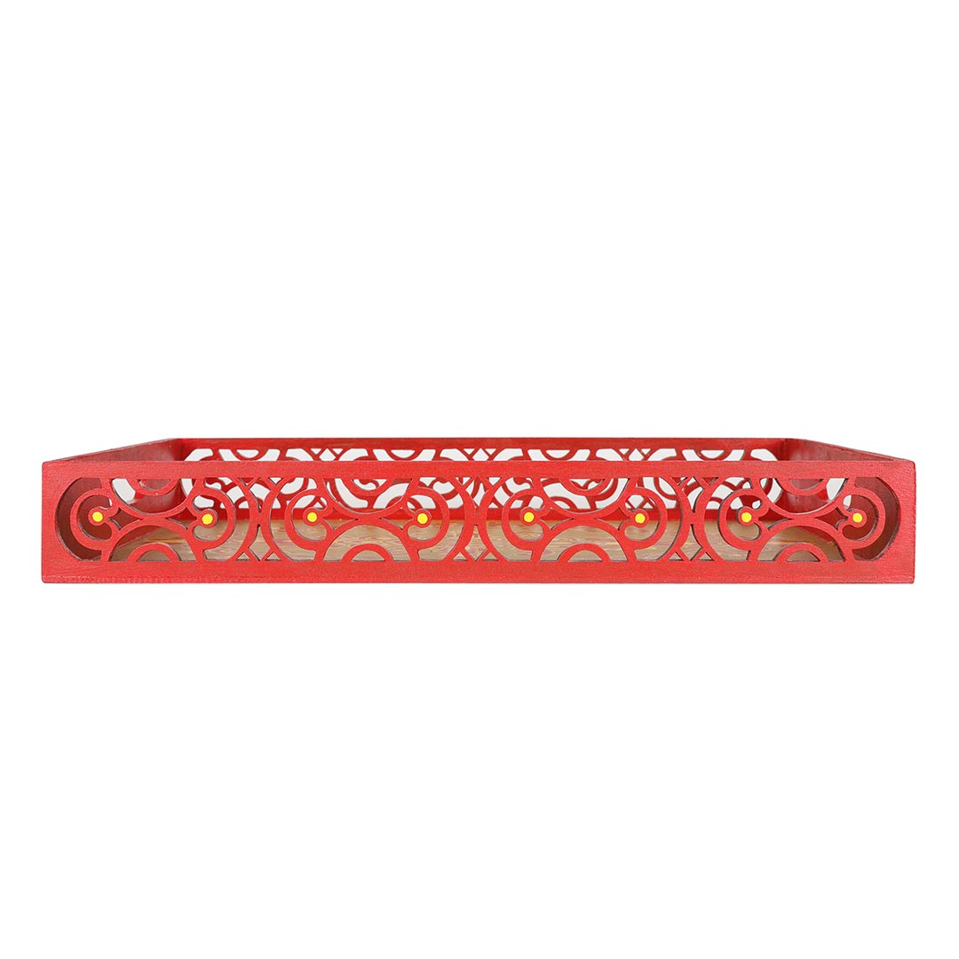 Golden And Maroon Traditional Art Tray