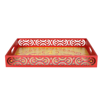 Golden And Maroon Traditional Art Tray