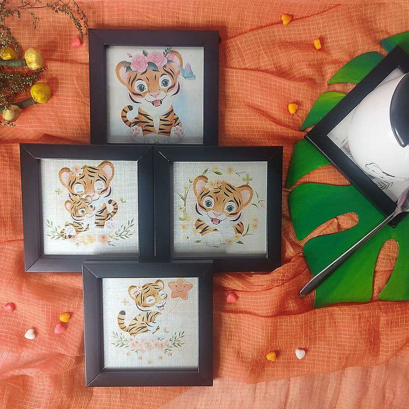 Cute Tiger & Tigers Coasters Set of 4