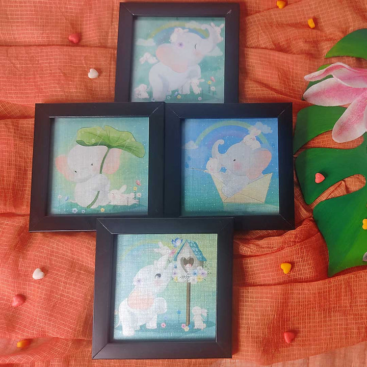 Pastel Shades Cute Elephant Coaster Set Of 4