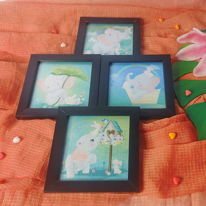 Pastel Shades Cute Elephant Coaster Set Of 4