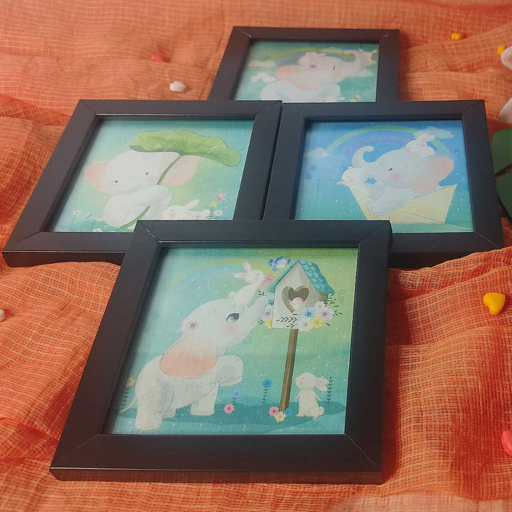 Pastel Shades Cute Elephant Coaster Set Of 4