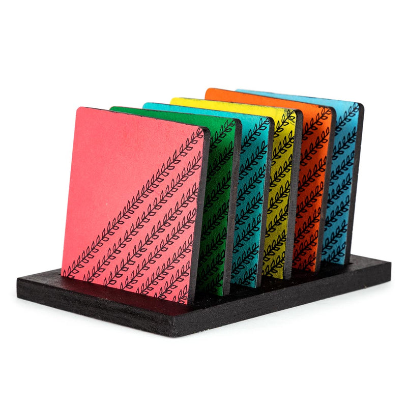 Colorful Hand Crafted Tea Coasters With Stand