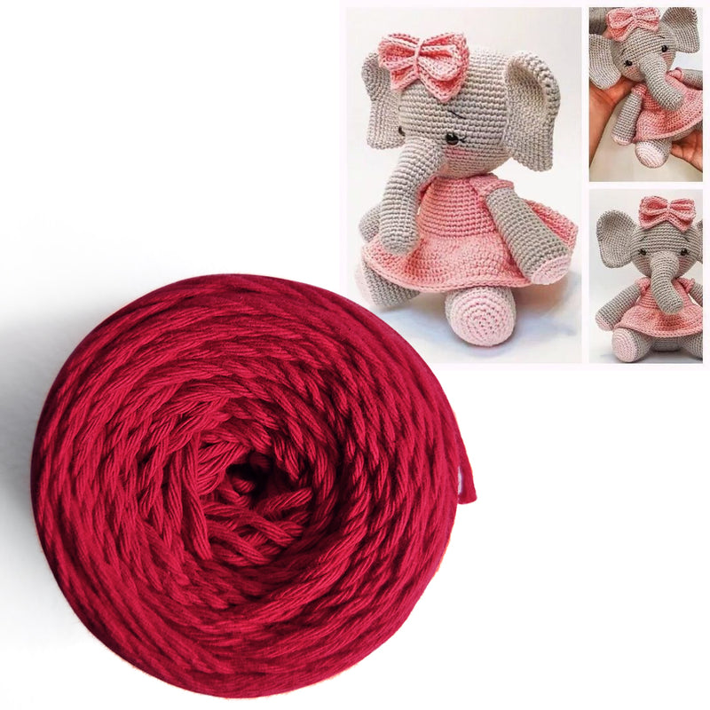 Red Color 8 PLY Cotton Crochet Thread Balls for Weaving and Craft Making - 100GMS