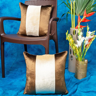 Brown & Beige Combination Velvet Cushion Cover | Brown & Beige | Combination Cover |  Velvet Cushion Cover | Velvet Cushion | Cushions | Cushion | Covers | Art Craft | Craft Store | Craft Store Online |  India | Adikala Craft Store | Adikala