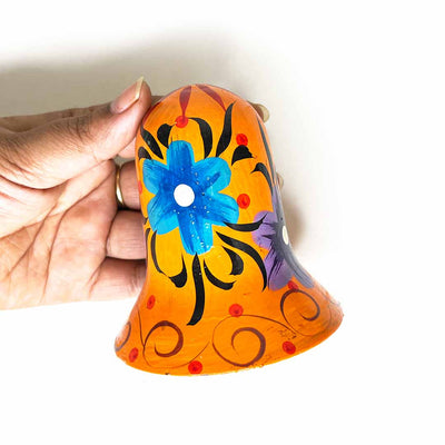 Orange Color Big Size Handpainted Bells (Set Of 2)