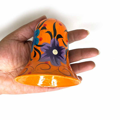 Orange Color Big Size Handpainted Bells (Set Of 2)