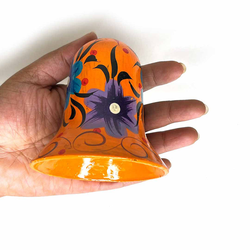 Orange Color Big Size Handpainted Bells (Set Of 2)