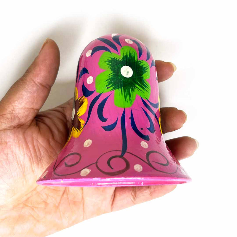 Pink Color Big Size Handpainted Bells (Set Of 2)