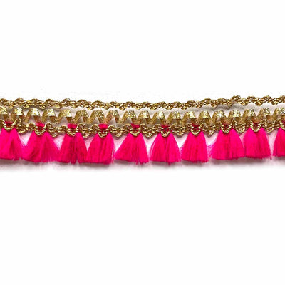 Golden Zari & Rani Pink Polyester Thread | Golden Zari & Rani Pink Polyester Thread Lace | Borders | Lace & Border - ( 9mtr ) | Adikala Craft Store | Art Craft | Decoration | Laces Collection | Border Collection | Craft Making