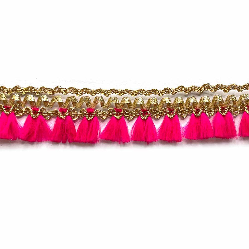 Golden Zari & Rani Pink Polyester Thread | Golden Zari & Rani Pink Polyester Thread Lace | Borders | Lace & Border - ( 9mtr ) | Adikala Craft Store | Art Craft | Decoration | Laces Collection | Border Collection | Craft Making