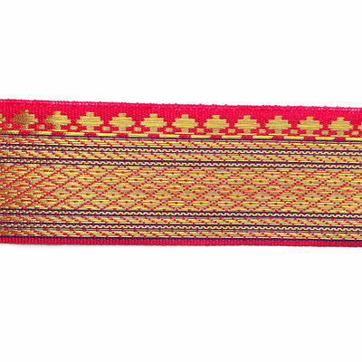 Pink & Golden Zari Color Weaving Border- ( 5mtr ) | Golden Zari | Pink Zari Lace | Borders | Adikala Craft Store | Art Craft | Decoration | Laces Collection | Border Collection | Craft Making
