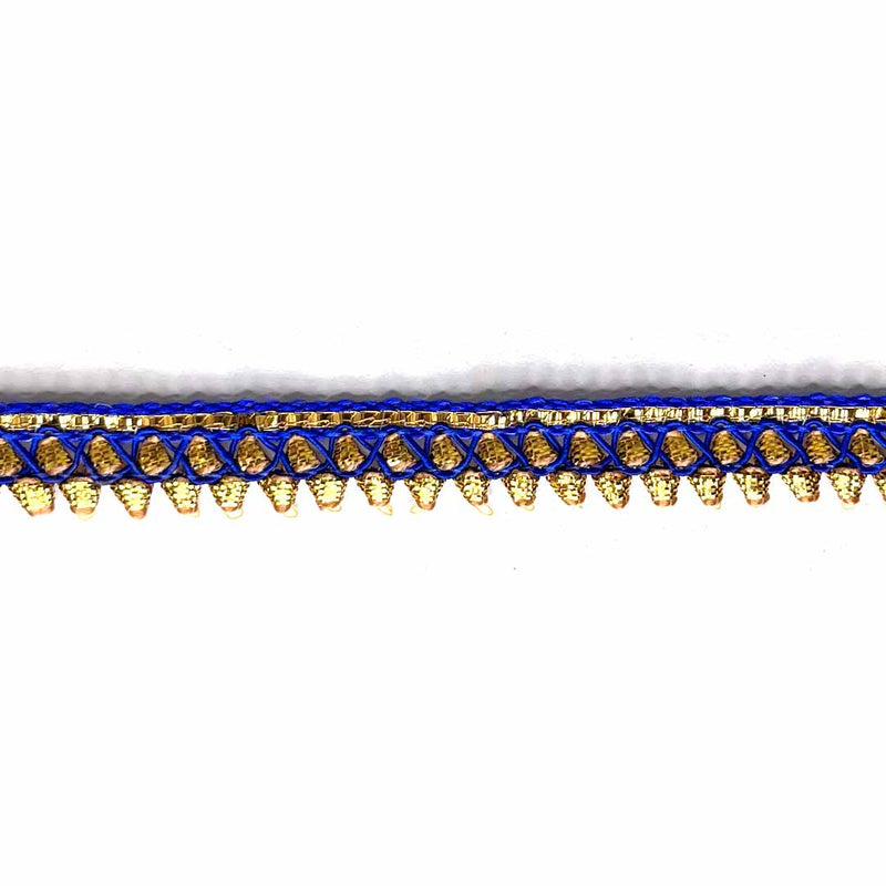 Blue & Golden Zari Gota Lace & Border - ( 9mtr ) | Blue & Golden Zari | Zari Gota Lace & Border | Zari | Resham | Adikala Craft Store | Art Craft | Decoration | Laces Collection | Border Collection | Craft Making 