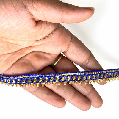 Blue & Golden Zari Gota Lace & Border - ( 9mtr ) |  Blue & Golden Zari |  Zari Gota Lace & Border | Zari | Resham |  Adikala Craft Store | Art Craft | Decoration | Laces Collection | Border Collection | Craft Making
