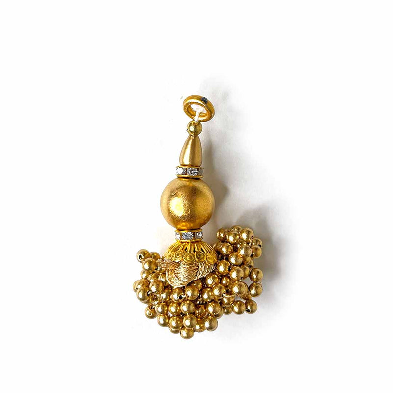 Golden Color Big Bead Ruffled Tassels Set Of 2 | Tassels | Katdana | beads Tassel
