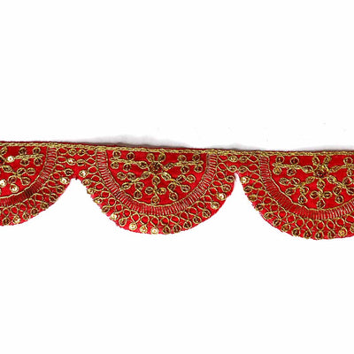 Red With Zari Work Semi Circle Lace & Border ( 9mtr ) | Red With Zari Work Semi Circle Lace | Adikala Craft Store | Art Craft | Decoration | Laces Collection | Border Collection | Craft Making
