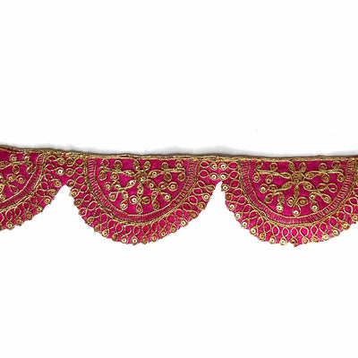 Rani Pink With Zari Work Semi Circle Lace & Border ( 9mtr ) | Rani Pink With Zari Work | Adikala Craft Store | Art Craft | Decoration | Laces Collection | Border Collection | Craft Making