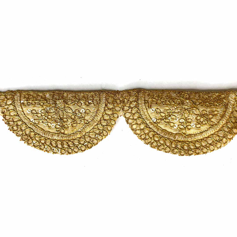 Golden With Zari Work Semi Circle Lace & Border ( 9mtr ) | Zari Work Semi Circle Lace | Borders | Adikala Craft Store | Art Craft | Decoration | Laces Collection | Border Collection | Craft Making
