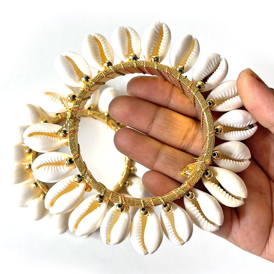 Golden Color Kaudi Shells Bangle/Ring | Wedding Decoration | Traditional Art | Dress Making | DIY | Jawellry Making Material