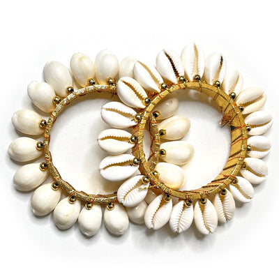 Golden Color Kaudi Shells Bangle/Ring | Wedding Decoration | Traditional Art | Dress Making | DIY | Jawellry Making Material