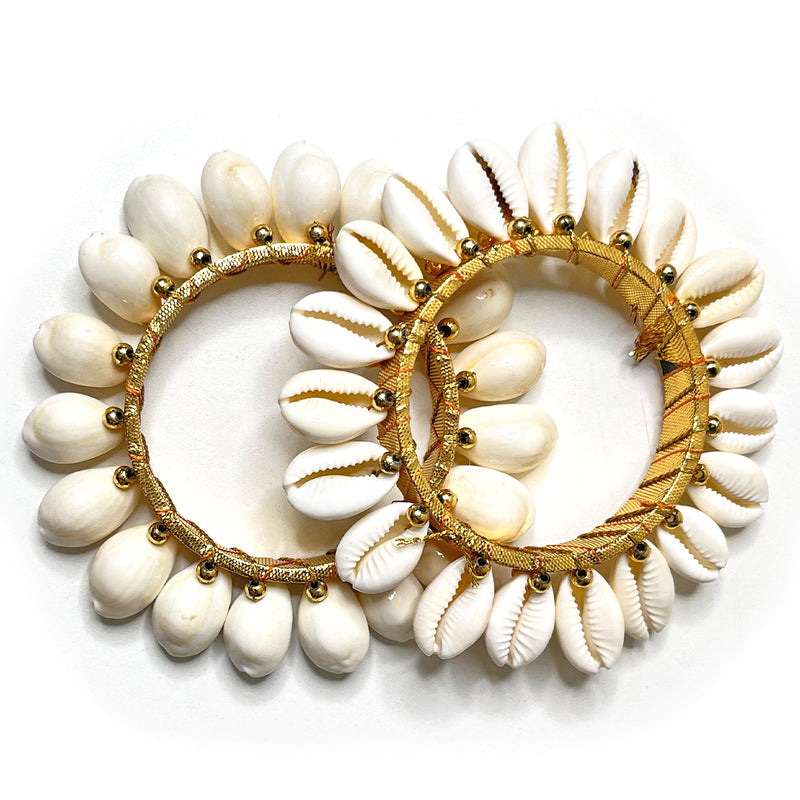 Golden Color Kaudi Shells Bangle/Ring | Wedding Decoration | Traditional Art | Dress Making | DIY | Jawellry Making Material