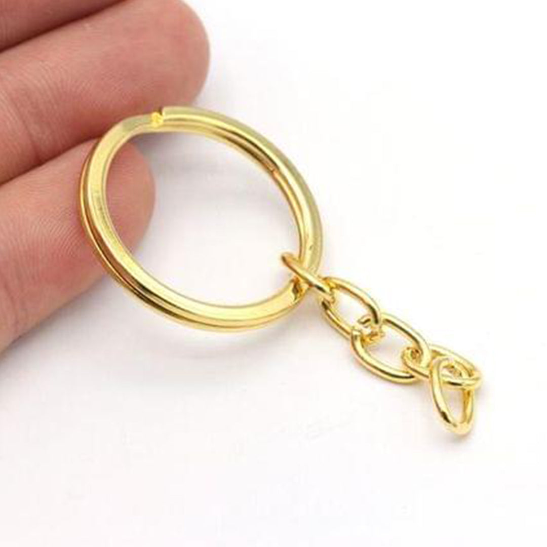 Golden Ruber Key Rings Golden Key Ring (with chain) Pack Of 10 – Adikala - Craft Store