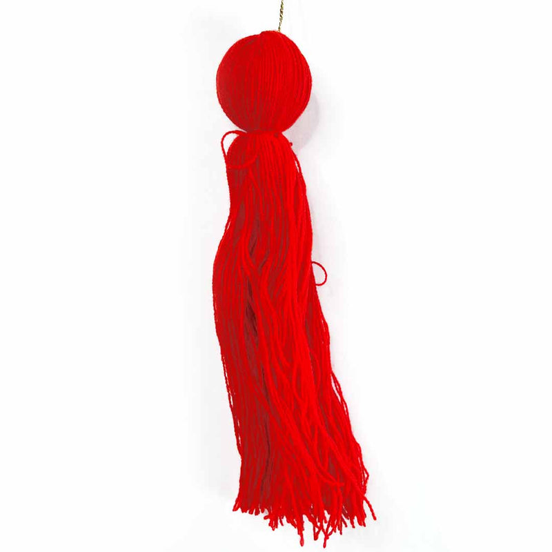 8 Inches Red Color Woolen Tassels Pack Of 5