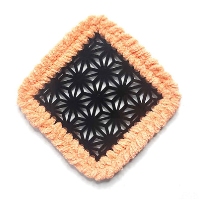 Peach Soft Yarn Hand Weaved Square Acrylic Coaster Set Of 4