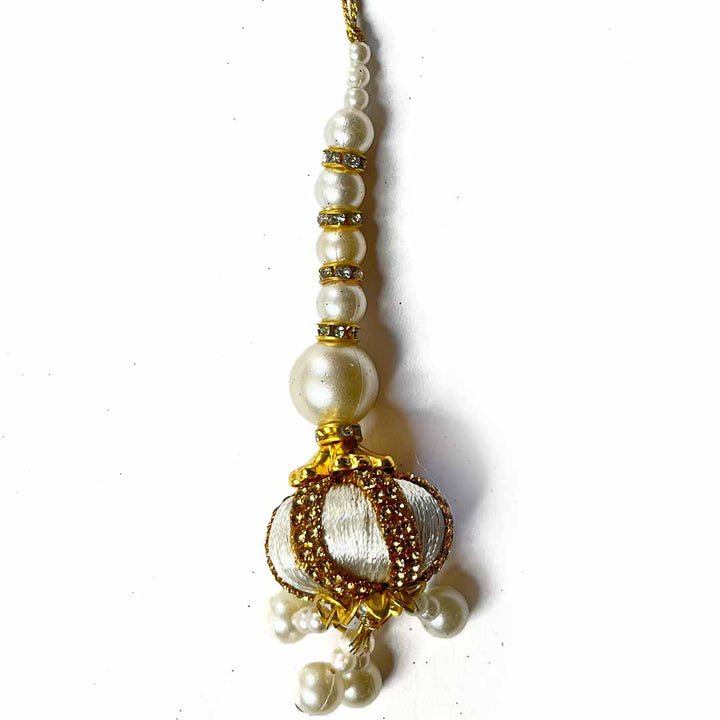 Cream Silk | Silk Thread Ethnic Work | Ethnic Work Latkan | Hanging Set Of 2 | Art Craft | Decoration Craft | indian Home | Decoration | Project Making | online Art | Design | Beautiful | Adikala | Adikala Craft Store