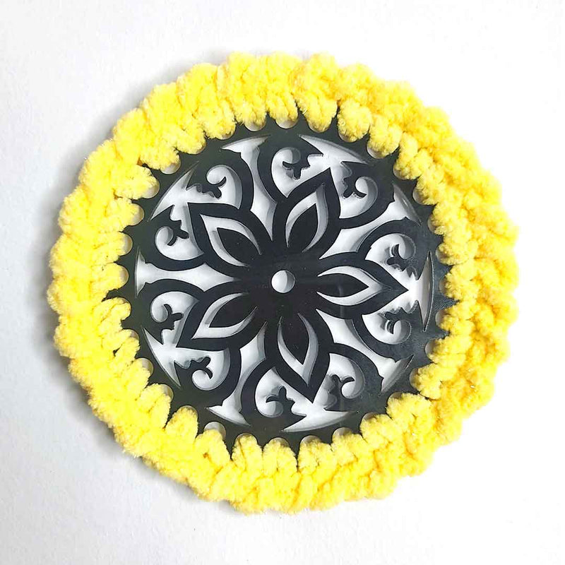Yellow Soft Yarn Hand Weaved Acrylic Coaster Set of 4