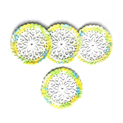 Multicolour Soft Yarn Hand Weaved Acrylic Coaster Set of 4