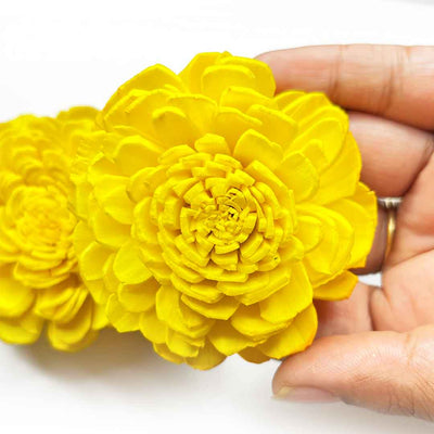 Yellow Sola Wood Flower Pack of 10 | Sola Wood | Yellow Sola Wood Flower | Adikala Craft Store | Color Yellow