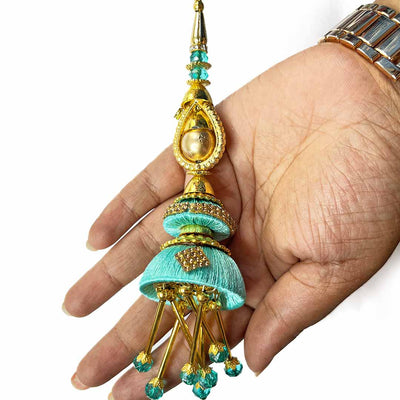 Sea Green Silk Thread Cone | cone With Glass Pipe | pipe Ethenic Work | latkan | hanging Set of 2 | Ethenic Work | Art Craft | Decoration Craft | indian Home | Decoration | Project Making | online Art | Design | Beautiful | Adikala | Adikala Craft Store