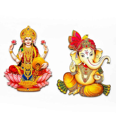 Laxmi Ji & Ganesh Ji  | Laxmi ji | Ganesh ji | Mdf Cutouts | Mdf | art Craft | Craft | Decoration | Festivals | Adikala | Adikala Craft Store 