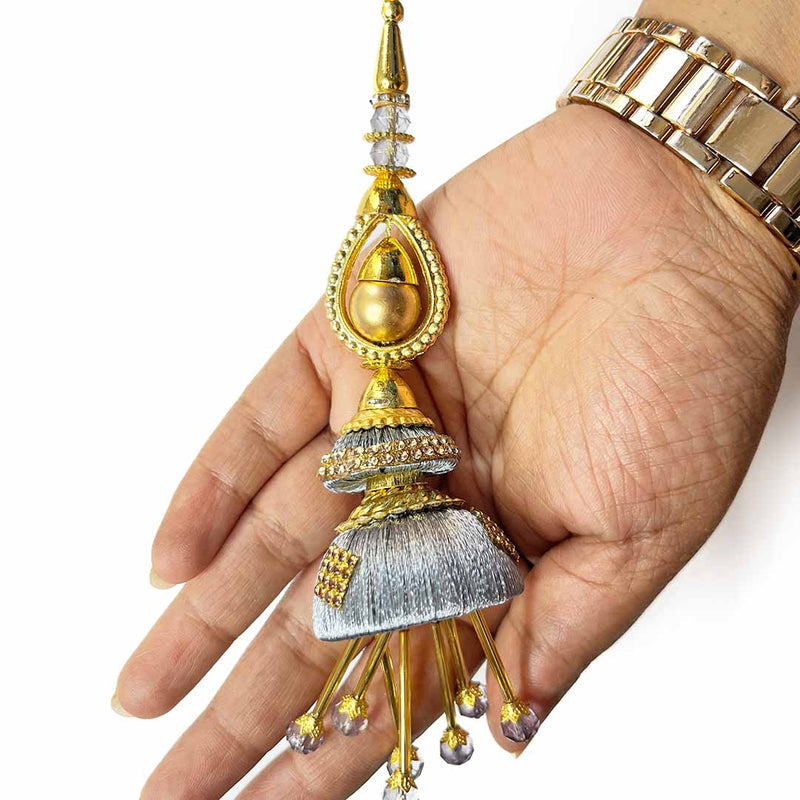 Gray Silk Thread Cone | cone With Glass Pipe | pipe Ethenic Work | latkan | hanging Set of 2 | Ethenic Work | Art Craft | Decoration Craft | indian Home | Decoration | Project Making | online Art | Design | Beautiful | Adikala | Adikala Craft Store